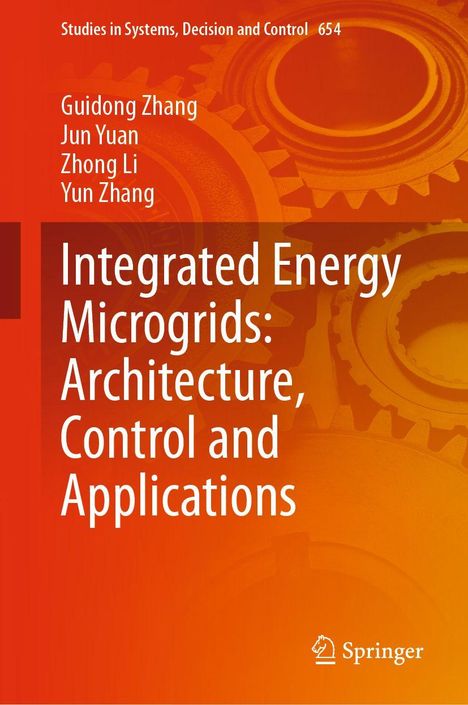 "Integrated Energy Microgrids" von Zhang, Yuan, Li, Zhang. Orangene Zahnräder als Hintergrund. Springer-Logo.