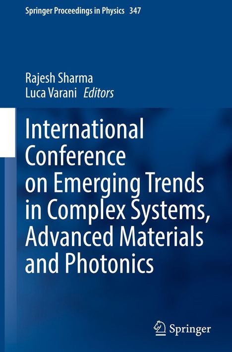 "International Conference on Emerging Trends in Complex Systems, Advanced Materials and Photonics." Blaues Buchcover mit Springer-Logo.