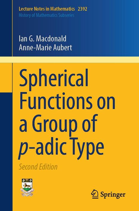 "Lecture Notes in Mathematics 2392", Autoren Ian G. Macdonald, Anne-Marie Aubert. Gelb-blaues Cover, Springer-Logo.