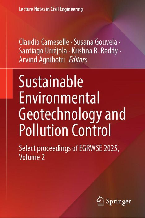 Text: "Lecture Notes in Civil Engineering", "Sustainable Environmental Geotechnology and Pollution Control", "Springer". Rote Töne dominieren.