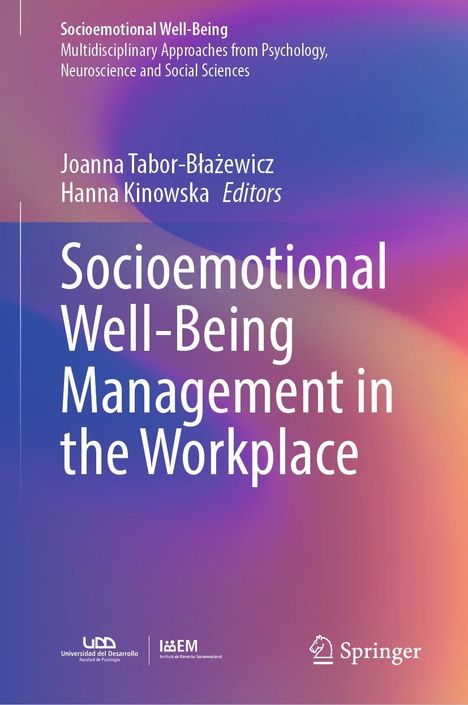 Titel: "Socioemotional Well-Being Management in the Workplace." Bunte Farbverläufe im Hintergrund.