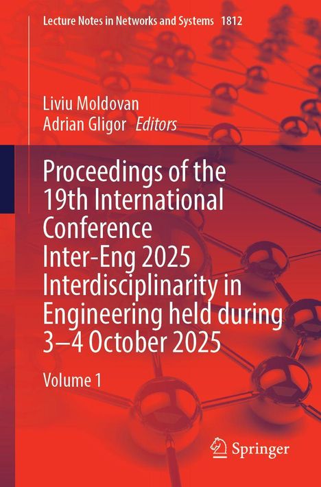 Titel: Proceedings of the 19th International Conference Inter-Eng 2025. Hintergrund in Rot mit Molekülstruktur.