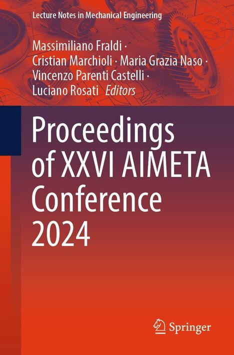 "Proceedings of XXVI AIMETA Conference 2024," Herausgeber sind Massimiliano Fraldi und andere. Springer-Logo.