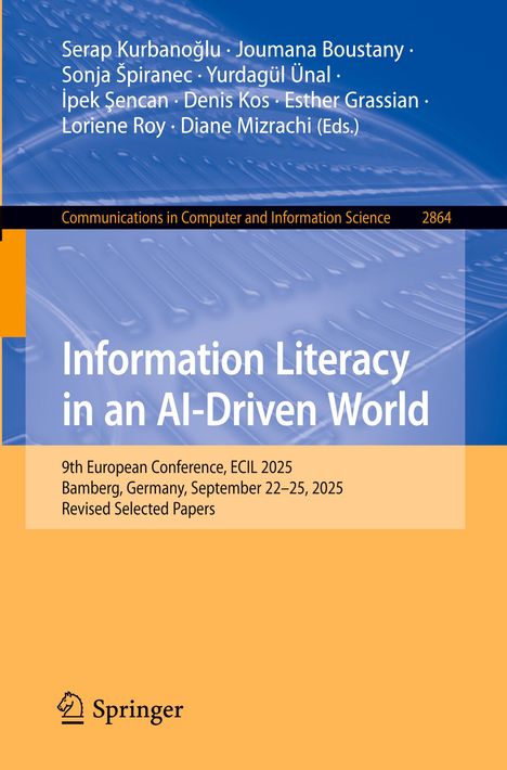 Ein Buchcover mit blauem Design: Titel "Information Literacy in an AI-Driven World", unter "Springer"-Logo.
