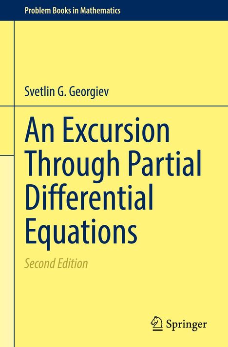 "An Excursion Through Partial Differential Equations, Second Edition," gelbes Cover, Springer-Logo unten.