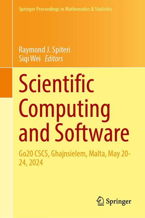 "Scientific Computing and Software, Go20 CSCS, Malta, May 20-24, 2024. Herausgeber: Raymond J. Spiteri, Siqi Wei. Springer-Logo."