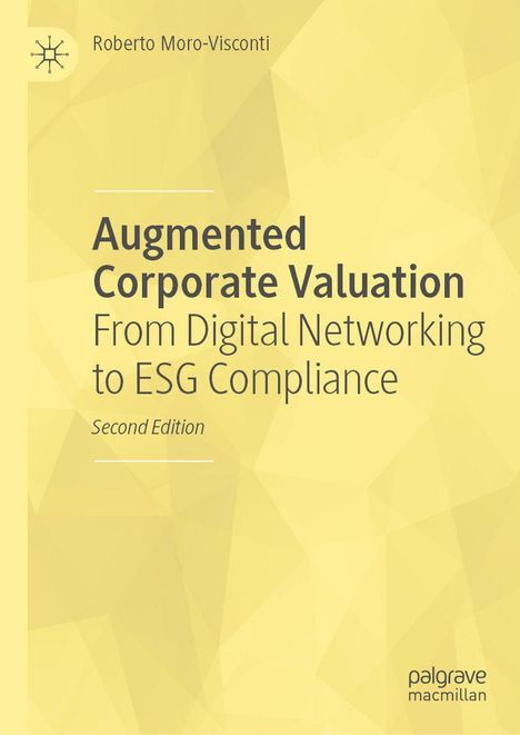 Covertext: „Augmented Corporate Valuation. From Digital Networking to ESG Compliance“. Gelber Hintergrund, modernes Design.