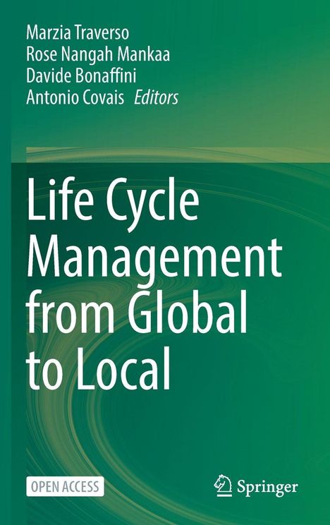 "Life Cycle Management from Global to Local", Autoren: Traverso, Mankaa, Bonaffini, Covais. Grüner Hintergrund, Springer-Logo.