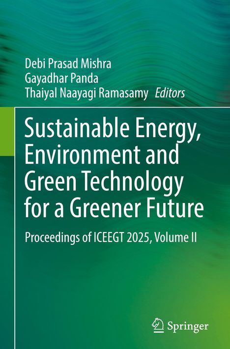 Titel: "Sustainable Energy, Environment and Green Technology for a Greener Future." Grüner Verlaufshintergrund mit Springer-Logo.