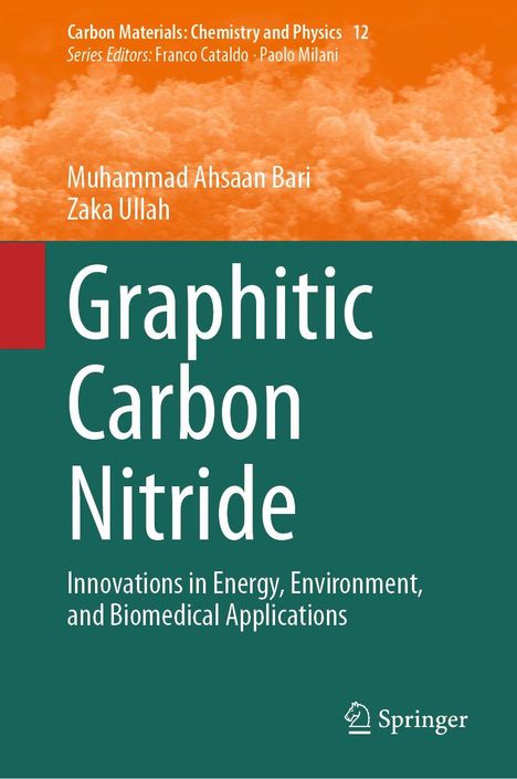 "Graphitic Carbon Nitride" steht groß auf einem zweifarbigen Cover. Autoren: Muhammad Ahsaan Bari, Zaka Ullah. Springer-Logo.