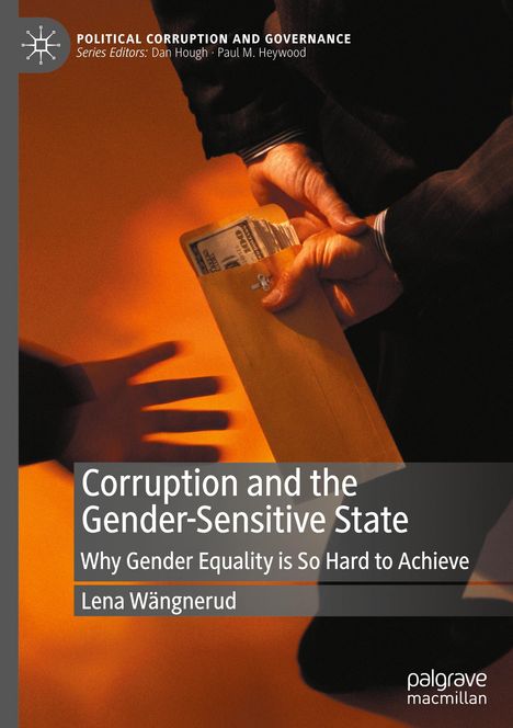 Titel: "Corruption and the Gender-Sensitive State". Zwei Hände tauschen ein Bargeldumschlag aus.