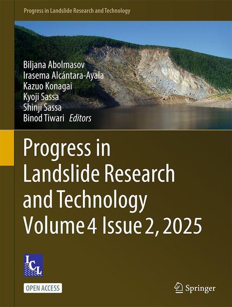 "Progress in Landslide Research and Technology, Volume 4 Issue 2, 2025." Oben ein Foto eines bewaldeten Berghangs.