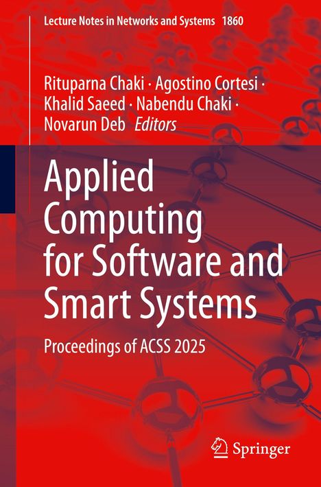 Oben: "Lecture Notes in Networks and Systems 1860". Unten: "Applied Computing for Software and Smart Systems". Springer-Logo.