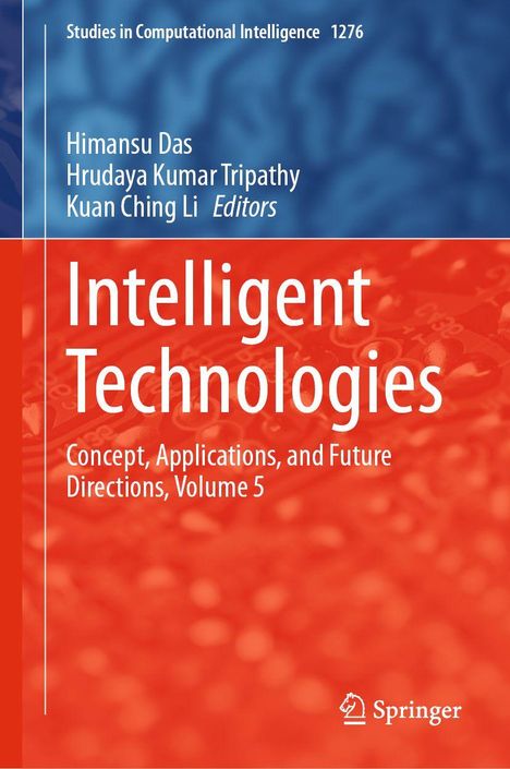 "Intelligent Technologies: Concept, Applications, and Future Directions, Volume 5" auf rotem Hintergrund mit blauem Abschnitt.