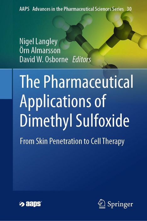 Titel: "The Pharmaceutical Applications of Dimethyl Sulfoxide". Hintergrund zeigt molekulares Modell.