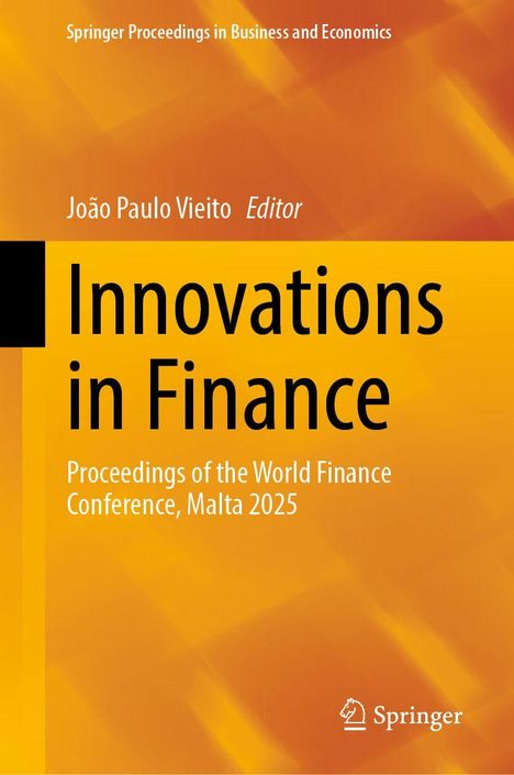 Innovations in Finance: Proceedings der World Finance Conference, Malta 2025. Orange Hintergrund, Springer-Logo.