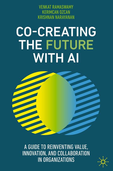 Text: "Co-Creating the Future with AI". Blaues Cover, gelb-blaues Logo mit gestricheltem Kreis in der Mitte.