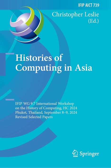 Text: "Histories of Computing in Asia", darunter Details zu einem Workshop. Hintergrund in Blautönen, abstraktes Logo oben links.