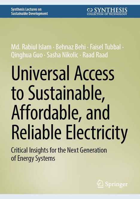 "Universal Access to Sustainable, Affordable, and Reliable Electricity" steht groß in der Mitte. Oben Autoren, links Logos.