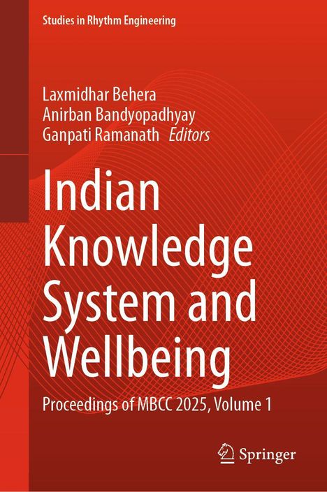 "Indian Knowledge System and Wellbeing" in weißer Schrift auf rotem Hintergrund. Herausgeber und Logo sind ebenfalls erkennbar.