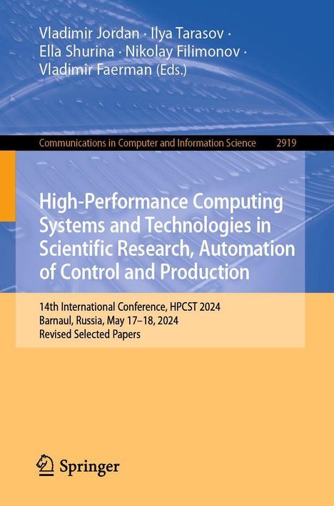Titel: "High-Performance Computing Systems and Technologies". Ein orange-blaues Cover mit Springer-Logo.