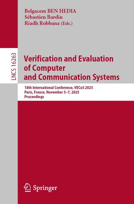 Text: Verification and Evaluation of Computer and Communication Systems. Unten das Springer-Logo auf rotem Hintergrund.