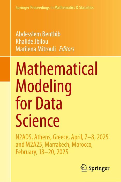 Cover mit Texten: "Mathematical Modeling for Data Science", Herausgebernamen, Konferenzdetails. Gelber Hintergrund, Springer-Logo.