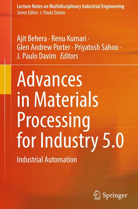 Das Cover zeigt: "Advances in Materials Processing for Industry 5.0", bearbeitet von mehreren Autoren. Orange Hintergrund.