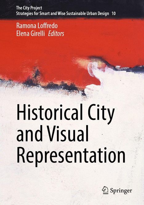 "Historical City and Visual Representation" steht vor rotem, abstraktem Hintergrund mit Springer-Logo.