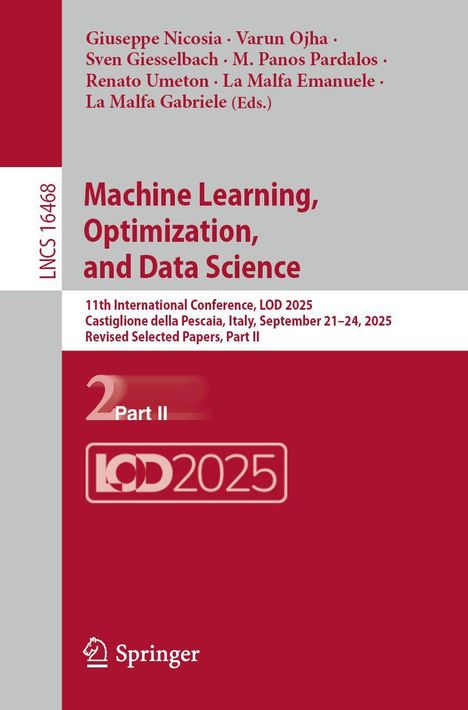Titel: "Machine Learning, Optimization, and Data Science". Namen der Herausgeber oben. Verlagslogo unten.