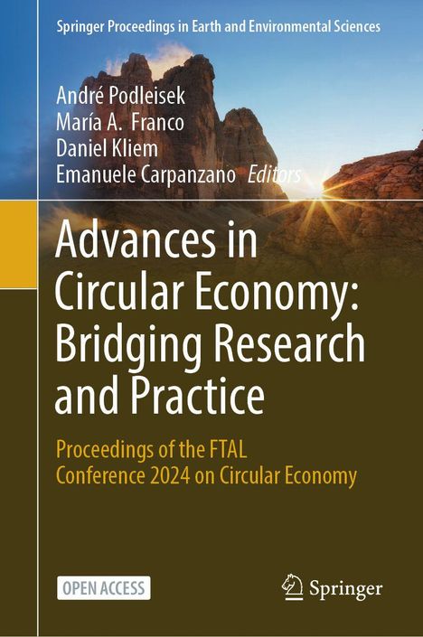"Advances in Circular Economy: Bridging Research and Practice." Naturkulisse mit Felsen im Hintergrund, Springer-Logo unten rechts.