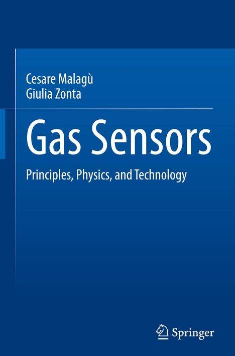 Text: "Gas Sensors: Principles, Physics, and Technology" von Cesare Malagù und Giulia Zonta. Unten ist das Springer-Logo.