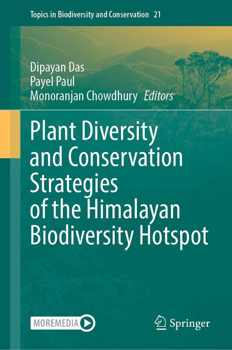 Grünes Buchcover: "Plant Diversity and Conservation Strategies of the Himalayan Biodiversity Hotspot" mit Baumsilhouette.