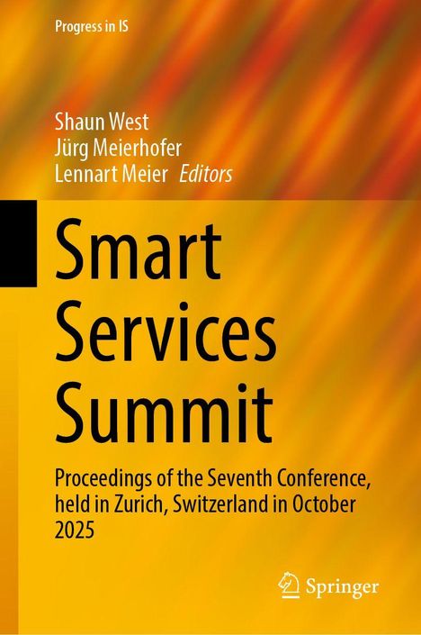 "Smart Services Summit" steht groß auf orangefarbenem Hintergrund. Text: Konferenz Zürich, Oktober 2025; Springer-Logo.