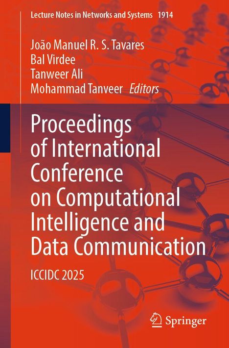 Titel: Proceedings of International Conference on Computational Intelligence and Data Communication. Hintergrund mit Molekülen.