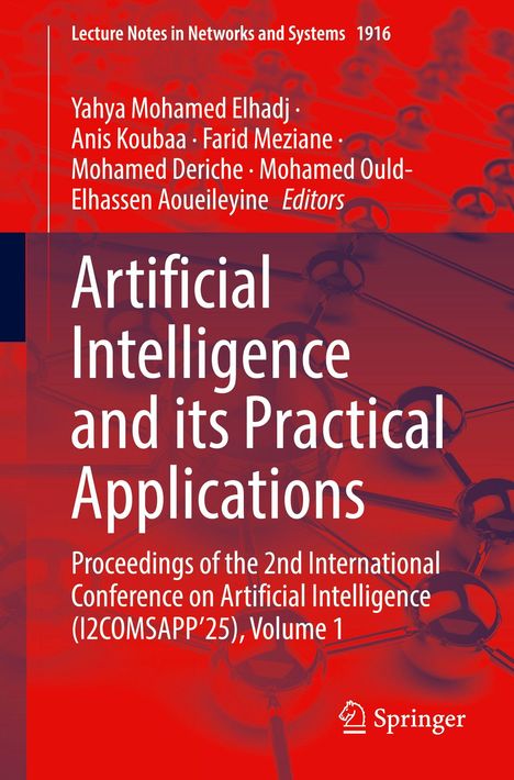 "Artificial Intelligence and its Practical Applications" und dazu mehrere Herausgebernamen. Wissenschaftliches Buchcover in Rot.