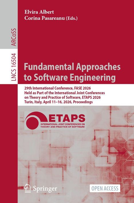 "Fundamental Approaches to Software Engineering", Konferenzdetails, ETAPS-Logo. Roter Hintergrund, Springer-Logo.