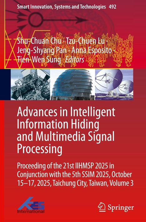 Titel: Advances in Intelligent Information Hiding. Oben Bilder von Antennen und einem modernen Gebäude.