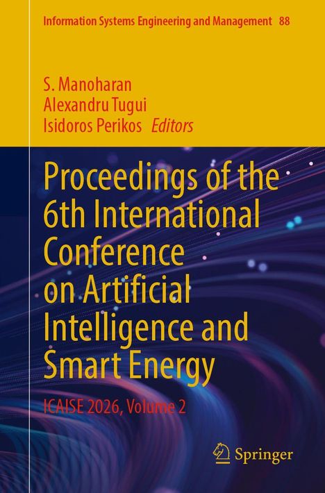 Text: Proceedings of the 6th International Conference on Artificial Intelligence and Smart Energy. Farbverlauf gelb zu blau.