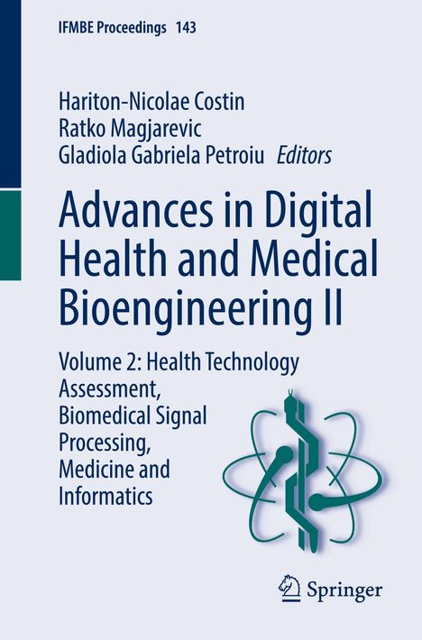 Titel: "Advances in Digital Health and Medical Bioengineering II". Herausgeber: Costin, Magjarevic, Petroiu. Springer-Logo.