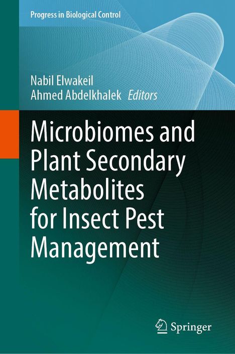 "Microbiomes and Plant Secondary Metabolites for Insect Pest Management", grüne Hintergrundgestaltung, Springer-Logo.