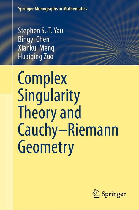 „Complex Singularity Theory and Cauchy–Riemann Geometry“ von Stephen S.-T. Yau und anderen, mit blau-gelbem Design.