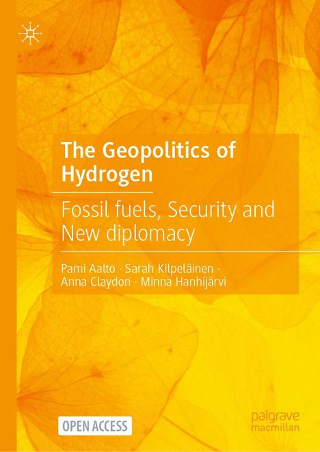 "The Geopolitics of Hydrogen" und "Fossil fuels, Security and New diplomacy" auf orangefarbenem Hintergrund.