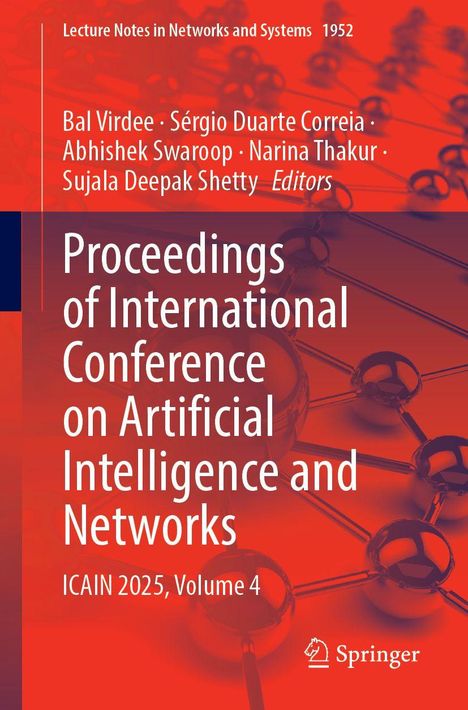 "Proceedings of International Conference on Artificial Intelligence and Networks", rote molekulare Struktur im Hintergrund.