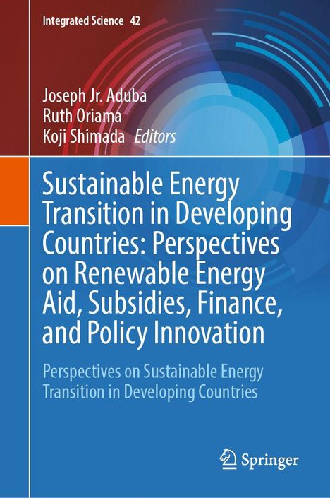 Buchtitel zum Thema erneuerbare Energien. Autoren: Joseph Jr. Aduba, Ruth Oriama, Koji Shimada. Springer-Logo.