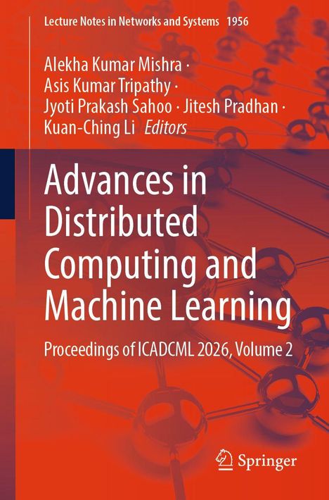 Ein oranger Covertext: "Advances in Distributed Computing and Machine Learning". Unten rechts Springer-Logo.