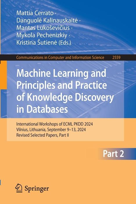 Cover mit blauem und orangem Design. Titel: "Machine Learning and Principles and Practice of Knowledge Discovery in Databases".
