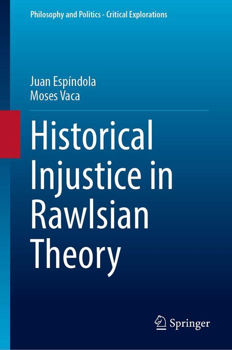 Text: "Philosophy and Politics - Critical Explorations", Autoren: Juan Espíndola, Moses Vaca, Titel: "Historical Injustice in Rawlsian Theory", Springer-Logo.