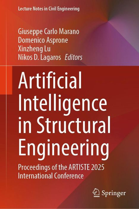 "Artificial Intelligence in Structural Engineering" auf rotem Hintergrund, oben Namen der Herausgeber, unten Springer-Logo.