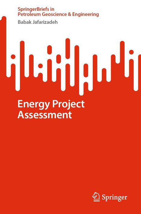 "Energy Project Assessment" in Weiß, rote abstrakte Grafik unten, kleineres Springer-Logo rechts unten.